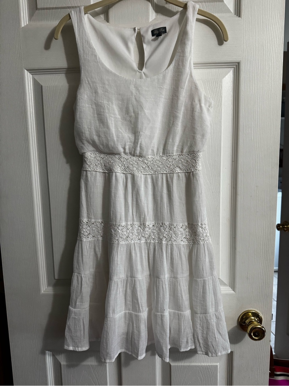 Lily Rose White Sleeveless Mini Dress with Lace Panels